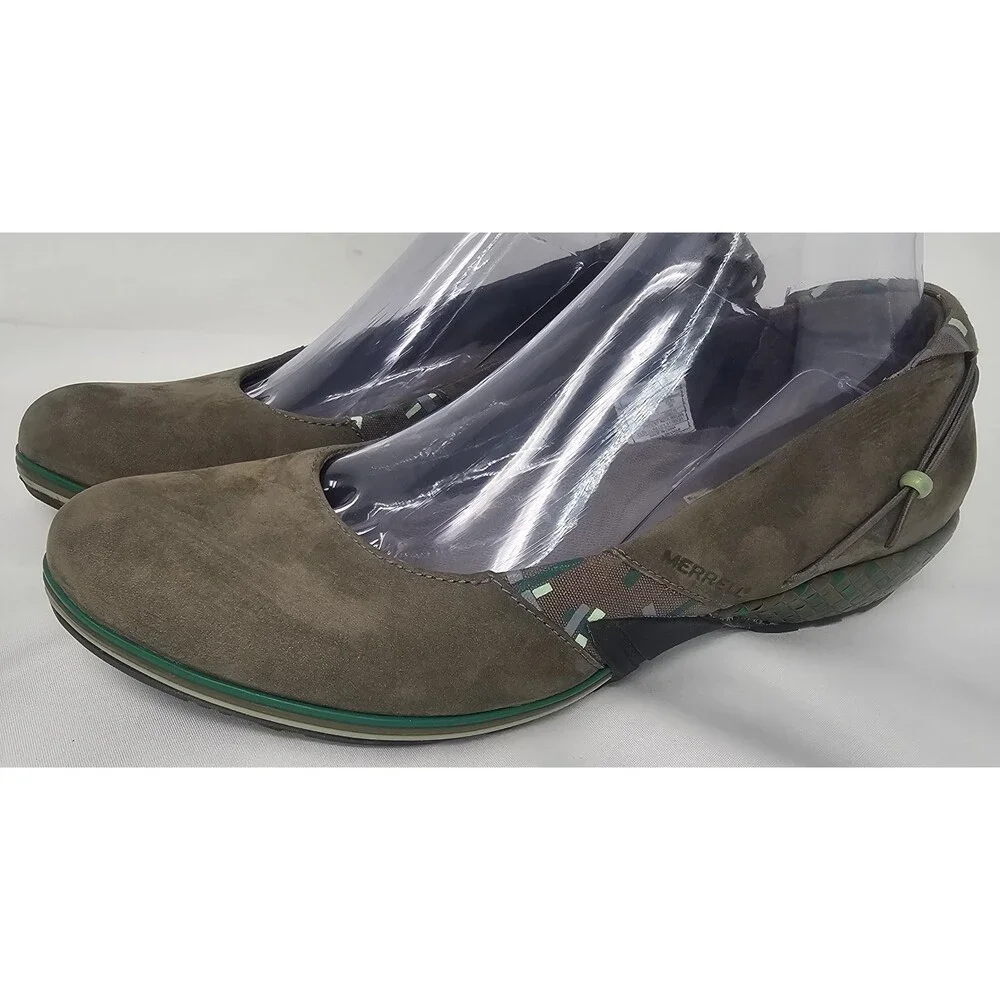 Merrell Elles Bungee Cord Ortholite Gray Suede Women’s Sz 7.5 Slip On Shoes